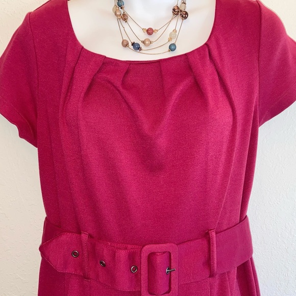 H&M Cranberry Color Belted Dress - Picture 5 of 7